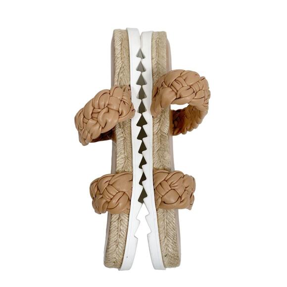 MARC FISHER Jamie Slip On Woven Leather Flat Espradrille Slide Sandals - Picture 4 of 8